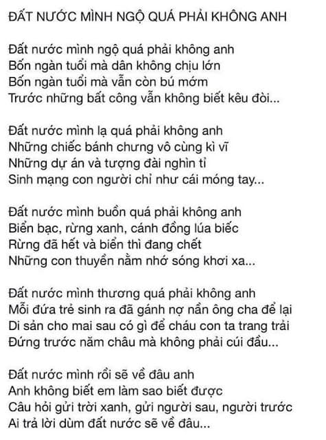 Bài Thơ Trăn Trở : Đất Nước Mình Ngộ Quá .....